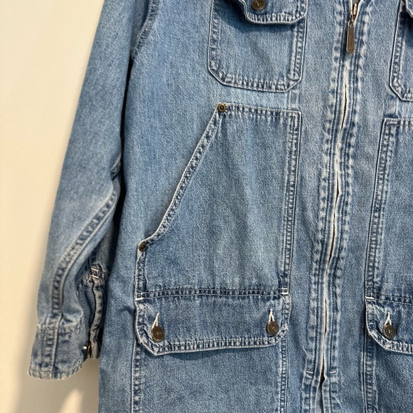 VTG 90s Petite Medium Liz Authentic Full Zip Denim Field Jacket Multiple Pockets - Picture 9 of 16